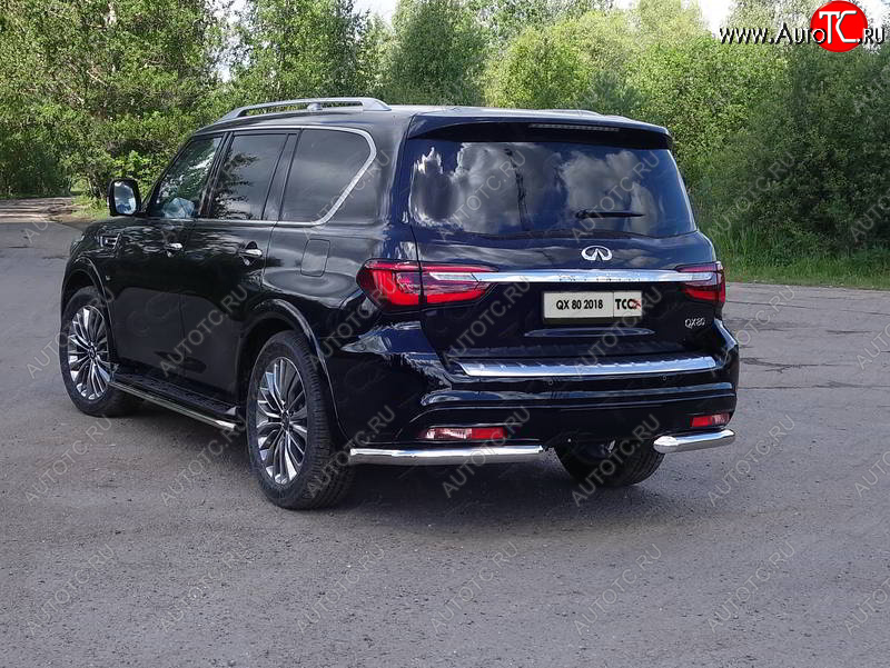 30 999 р. Защита задняя (уголки, нержавейка 76,1 мм) ТСС Тюнинг INFINITI QX80 Z62 2-ой рестайлинг (2018-2024)  с доставкой в г. Москва