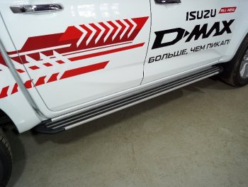 Пороги алюминиевые Slim Line ТСС Тюнинг Isuzu D-Max RT85,TFR DoubleCab рестайлинг (2015-2021) ()