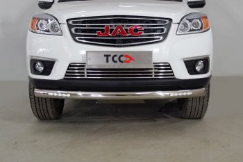 Защита переднего бампера нижняя с ДХО 76,1 мм ТСС Тюнинг JAC T6 пикап (2018-2024)  (нержавейка)