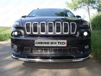 Защита переднего бампера нижняя с ходовыми огнями 60,3 мм ТСС Тюнинг Jeep Cherokee KL дорестайлинг (2014-2017) ()