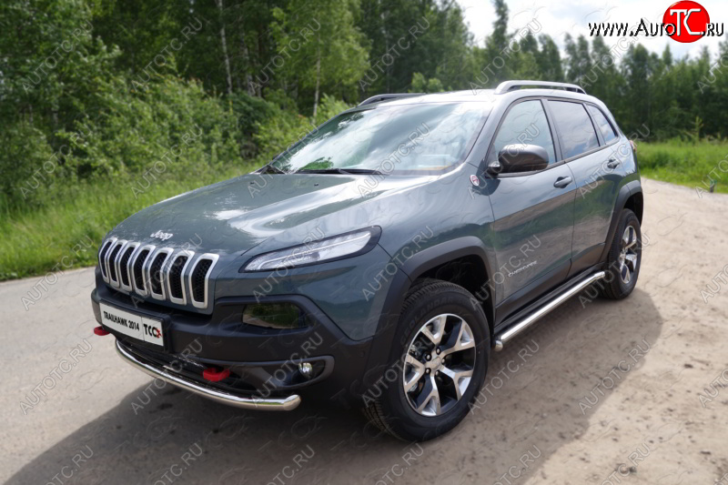 18 699 р. Защита переднего бампера (Trailhawk, d60,3 мм) ТСС Тюнинг  Jeep Cherokee  KL (2014-2017) дорестайлинг (нержавейка)  с доставкой в г. Москва