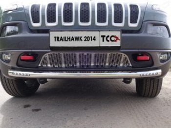 Защита переднего бампера (Trailhawk, 60,3 мм ДХО) ТСС Тюнинг Jeep Cherokee KL дорестайлинг (2014-2017) ()