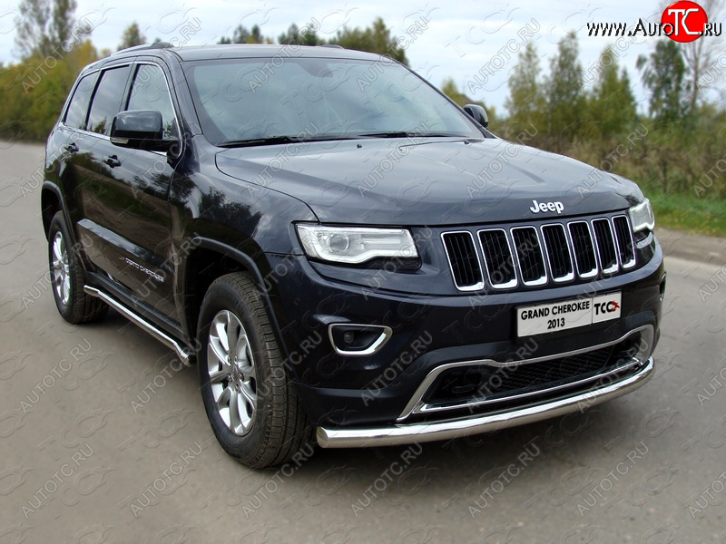 20 599 р. Защита переднего бампера нижняя d76,1 мм ТСС Тюнинг  Jeep Grand Cherokee  WK2 (2013-2018) 1-ый рестайлинг (нержавейка)  с доставкой в г. Москва