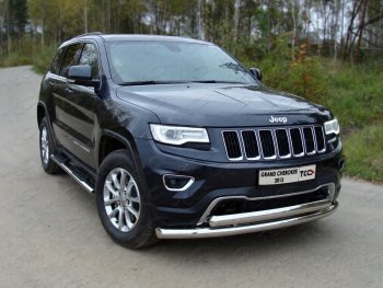 29 449 р. Защита передняя нижняя двойная 76,1*75 мм Тюнинг  Jeep Grand Cherokee  WK2 (2013-2018) 1-ый рестайлинг (нержавейка)  с доставкой в г. Москва. Увеличить фотографию 1