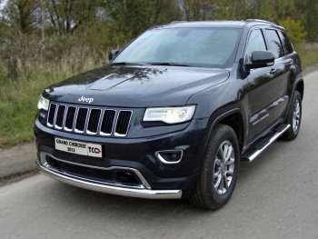 Защита переднего бампера овальная длинная 75х42 мм ТСС Тюнинг Jeep (Джип) Grand Cherokee (Гран)  WK2 (2013-2018) WK2 1-ый рестайлинг  (нержавейка)