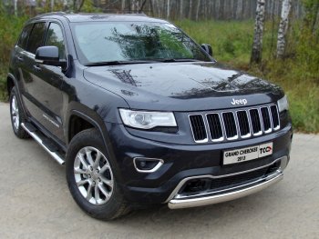 17 299 р. Защита переднего бампера овальная короткая 75х42 мм ТСС тюнинг  Jeep Grand Cherokee  WK2 (2013-2018) 1-ый рестайлинг (нержавейка)  с доставкой в г. Москва. Увеличить фотографию 1