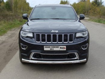 Защита переднего бампера нижняя с ходовыми огнями 76,1 мм ТСС Тюнинг Jeep Grand Cherokee WK2 1-ый рестайлинг (2013-2018) ()