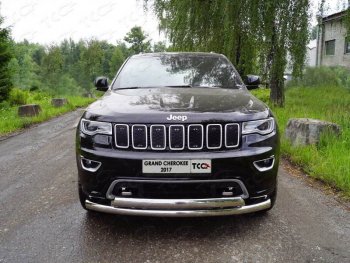 Защита передняя нижняя двойная 76,1*75 мм Тюнинг Jeep (Джип) Grand Cherokee (Гран)  WK2 (2017-2022) WK2 2-ой рестайлинг  (нержавейка)