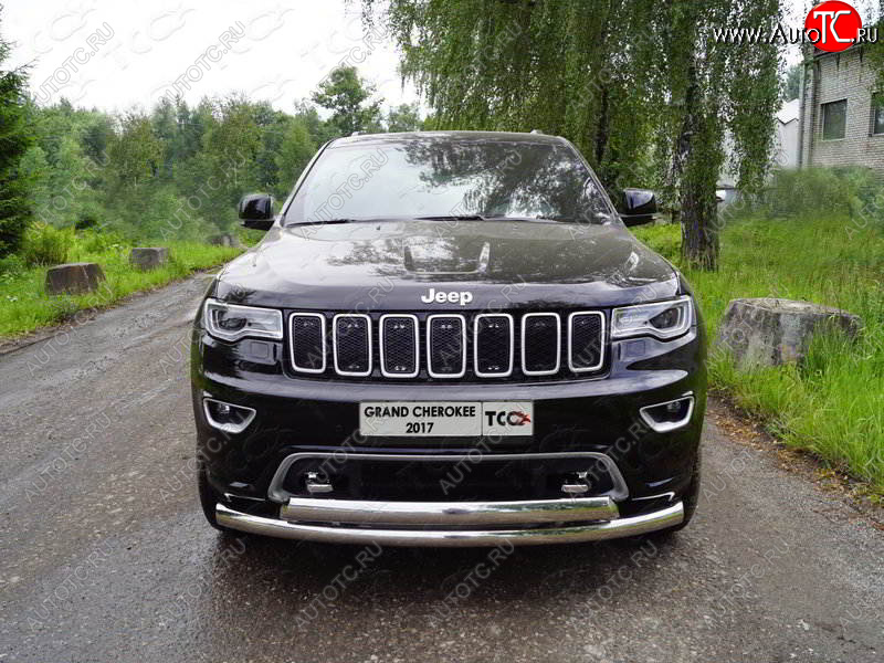 32 749 р. Защита передняя нижняя двойная 76,1*75 мм Тюнинг  Jeep Grand Cherokee  WK2 (2017-2022) 2-ой рестайлинг (нержавейка)  с доставкой в г. Москва