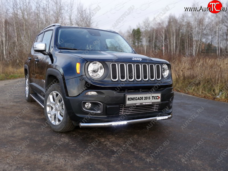 39 999 р. Защита переднего бампера нижняя с ДХО 60,3 мм ТСС Тюнинг Jeep Renegade дорестайлинг (2014-2018) (нержавейка)  с доставкой в г. Москва