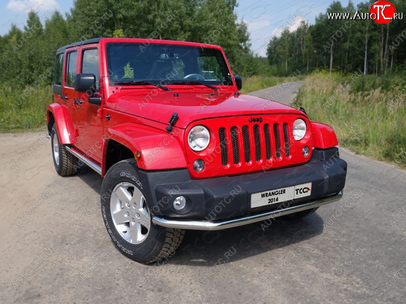 21 799 р. Защита переднего бампера нижняя d76,1 мм ТСС Тюнинг Jeep Wrangler JK (2007-2018) (нержавейка)  с доставкой в г. Москва