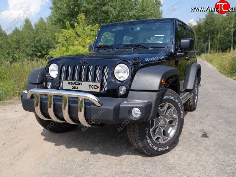 30 999 р. Защита переднего бампера кенгурин 60,3 мм ТСС Тюнинг Jeep Wrangler JK (2007-2018) (нержавейка)  с доставкой в г. Москва