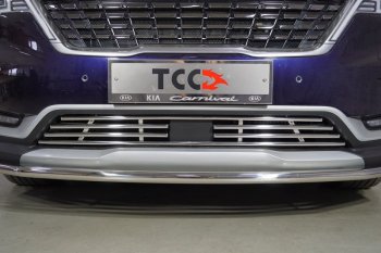 Нижняя декоративная вставка в бампер ТСС Тюнинг KIA Carnival KA4 минивэн дорестайлинг (2020-2023) ()