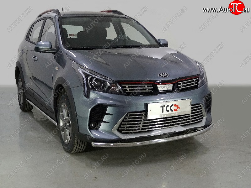 11 899 р. Защита передняя нижняя длинная 42,4 мм ТСС Тюнинг KIA Rio X рестайлинг (2020-2025) (нержавейка)  с доставкой в г. Москва