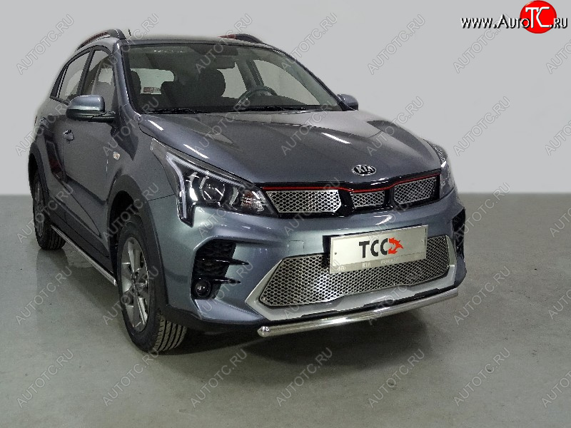 11 199 р. Защита передняя нижняя короткая 42,4 мм ТСС Тюнинг  KIA Rio  X (2020-2025) рестайлинг (нержавейка)  с доставкой в г. Москва