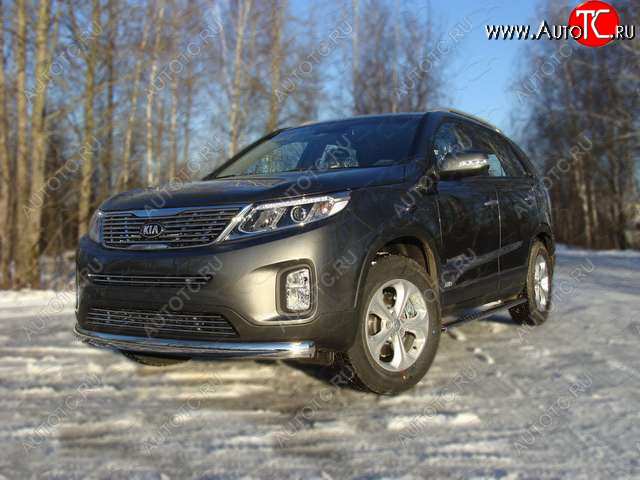 21 899 р. Защита переднего бампера овальная 75х42 мм ТСС тюнинг KIA Sorento UM/Prime рестайлинг (2018-2020) (нержавейка)  с доставкой в г. Москва