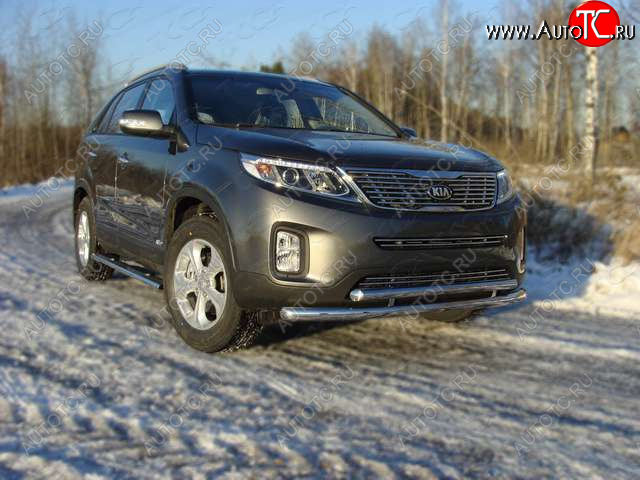 22 999 р. Защита переднего бампера нижняя 60,3*50,8 мм ТСС Тюнинг KIA Sorento XM рестайлинг (2012-2015) (нержавейка)  с доставкой в г. Москва