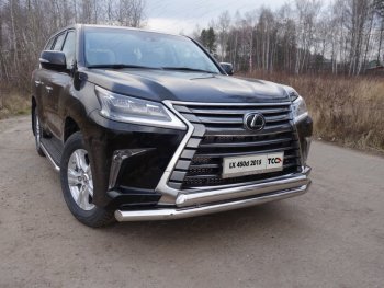 36 299 р. Защита передняя нижняя двойная 76,1*75 мм кроме F-Sport Тюнинг Lexus LX570 J200 2-ой рестайлинг (2015-2022) (нержавейка)  с доставкой в г. Москва. Увеличить фотографию 1