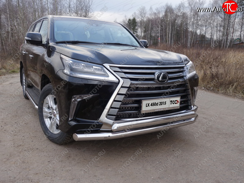 38 949 р. Защита передняя нижняя двойная 76,1*75 мм кроме F-Sport Тюнинг Lexus LX450d J200 2-ой рестайлинг (2015-2022) (нержавейка)  с доставкой в г. Москва