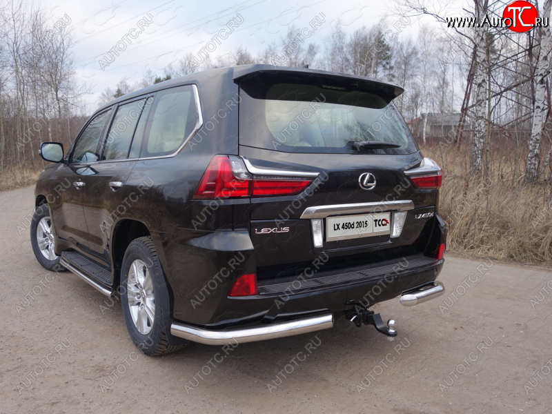 22 999 р. Защита задняя (уголки, нержавейка 76,1 мм) ТСС Тюнинг Lexus LX570 J200 2-ой рестайлинг (2015-2022)  с доставкой в г. Москва