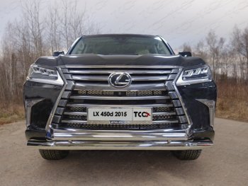 34 999 р. Защита передняя нижняя двойная 76,1*50,8 мм кроме F-Sport Тюнинг Lexus LX450d J200 2-ой рестайлинг (2015-2022) (нержавейка)  с доставкой в г. Москва. Увеличить фотографию 1