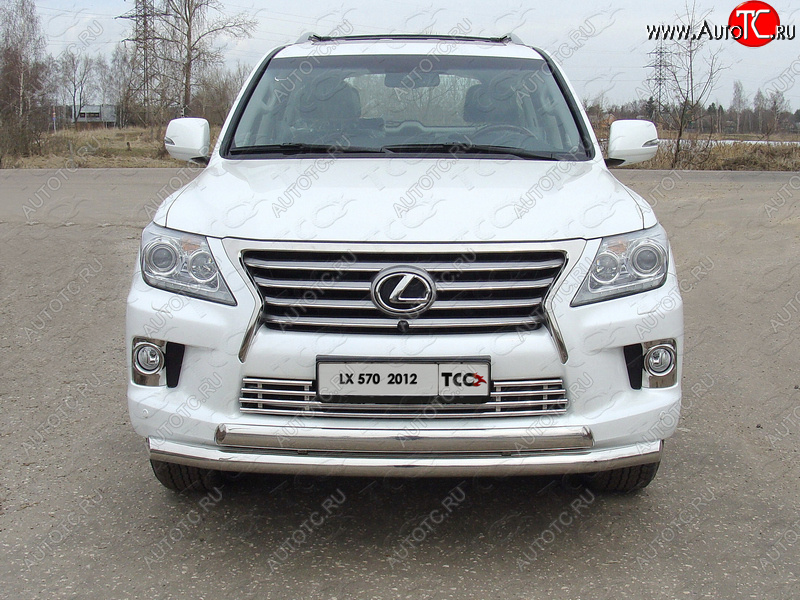 38 949 р. Защита передняя нижняя двойная 76,1*75 мм кроме F-Sport Тюнинг Lexus LX570 J200 1-ый рестайлинг (2012-2015) (нержавейка)  с доставкой в г. Москва