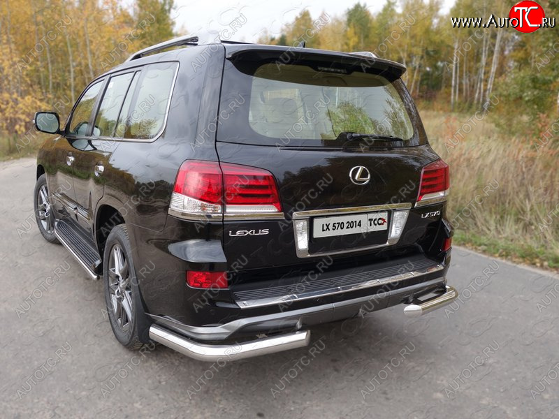 26 699 р. Защита задняя (уголки, нержавейка 76,1 мм) ТСС Тюнинг Lexus LX570 J200 1-ый рестайлинг (2012-2015)  с доставкой в г. Москва