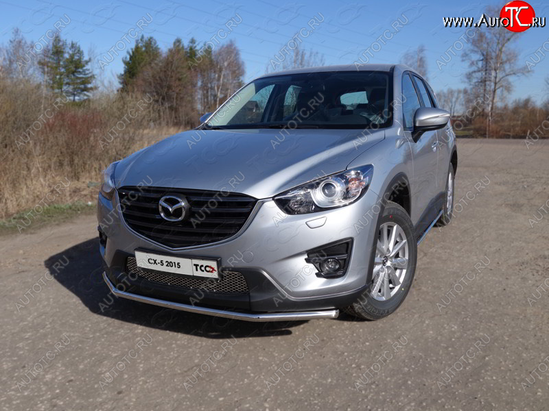 15 549 р. Защита переднего бампера нижняя d42,4 мм ТСС Тюнинг Mazda CX-5 KE рестайлинг (2015-2017) (нержавейка)  с доставкой в г. Москва