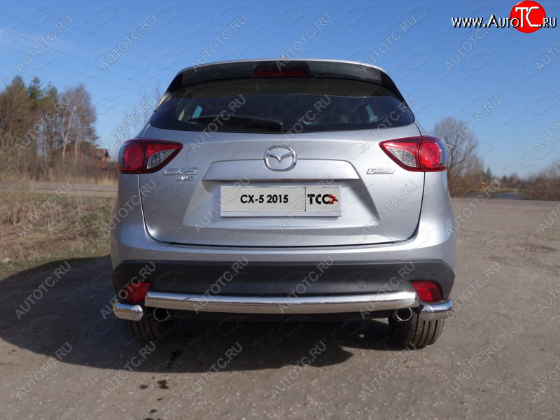 16 849 р. Защита заднего бампера (овальная длинная, d75х42 мм) TCC  Mazda CX-5  KE (2015-2017) рестайлинг  с доставкой в г. Москва