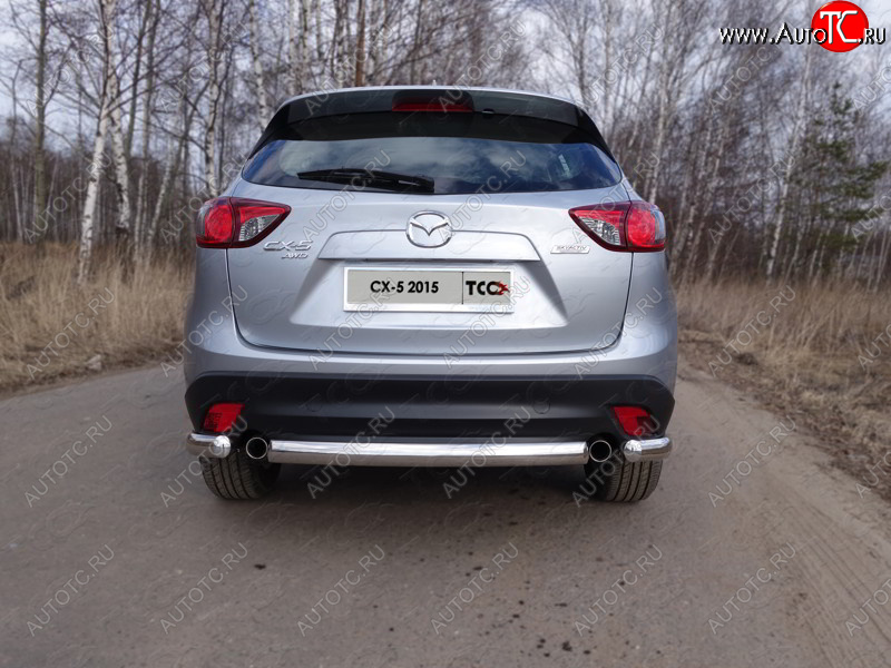 13 499 р. Защита заднего бампера (овальная короткая, d75х42 мм) TCC  Mazda CX-5  KE (2015-2017) рестайлинг  с доставкой в г. Москва