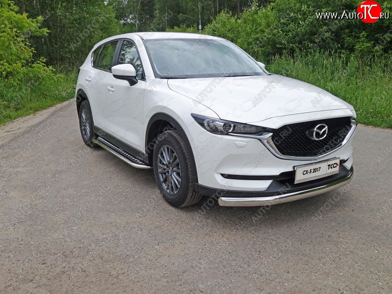 45 999 р. Пороги с площадкой 75х42 мм ТСС Тюнинг  Mazda CX-5  KF (2016-2024) (серые)  с доставкой в г. Москва