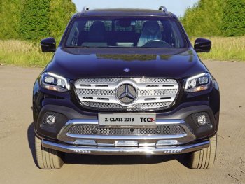 Защита переднего бампера нижняя с ДХО 76,1 мм ТСС Тюнинг Mercedes-Benz X class W470 (2017-2020)  (нержавейка)