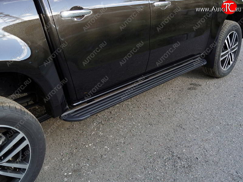 21 349 р. Пороги алюминиевые Slim Line ТСС Тюнинг  Mercedes-Benz X class  W470 (2017-2020) (Black)  с доставкой в г. Москва