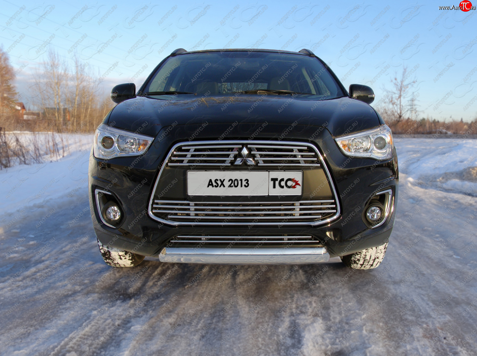 12 749 р. Защита переднего бампера нижняя овальная 75*42 мм ТСС Тюнинг  Mitsubishi ASX (2013-2016) 1-ый рестайлинг (нержавейка)  с доставкой в г. Москва