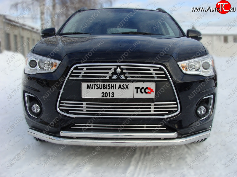 7 349 р. Средняя декоративная вставка в бампер ТСС Тюнинг  Mitsubishi ASX (2013-2016) 1-ый рестайлинг (d 12 мм)  с доставкой в г. Москва