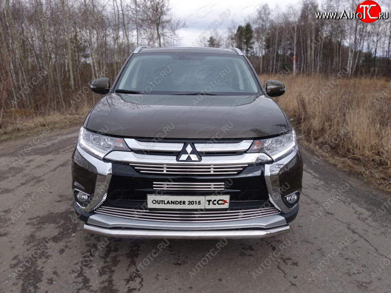 15 549 р. Защита передняя нижняя короткая 60,3 мм ТСС Тюнинг  Mitsubishi Outlander  GF (2015-2018) 2-ой рестайлинг (нержавейка)  с доставкой в г. Москва