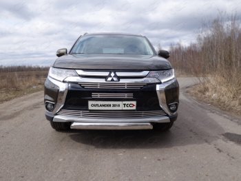 7 349 р. Верхняя декоративная вставка решетки радиатора ТСС Тюнинг  Mitsubishi Outlander  GF (2015-2018) 2-ой рестайлинг (d 12 мм)  с доставкой в г. Москва. Увеличить фотографию 1