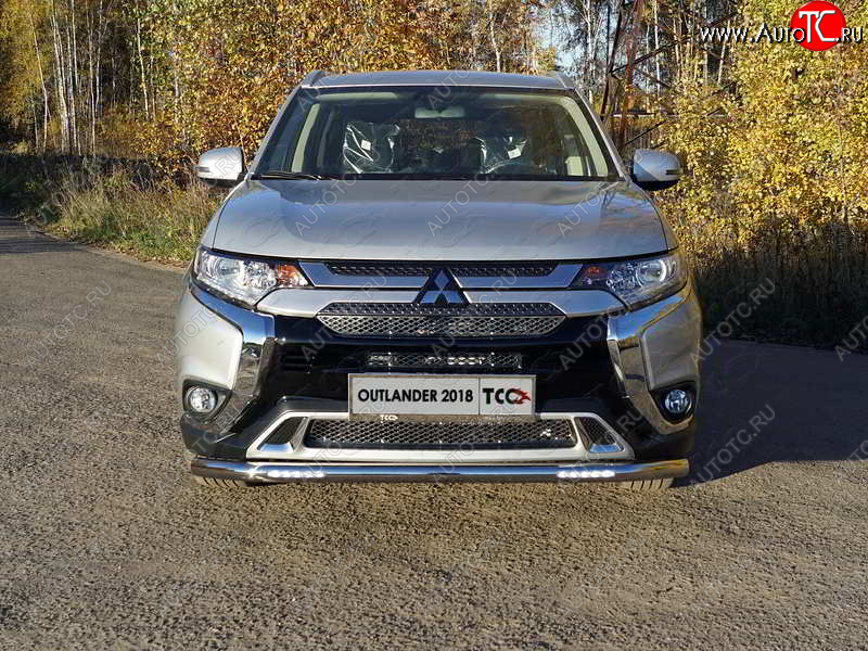 33 999 р. Защита переднего бампера нижняя с ДХО 60,3 мм ТСС Тюнинг Mitsubishi Outlander GF 3-ий рестайлинг (2018-2022) (нержавейка)  с доставкой в г. Москва