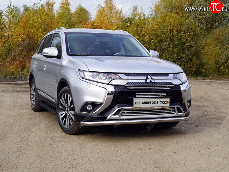 22 999 р. Защита передняя нижняя длинная 60,3 мм ТСС Тюнинг Mitsubishi Outlander GF 3-ий рестайлинг (2018-2022) (нержавейка)  с доставкой в г. Москва