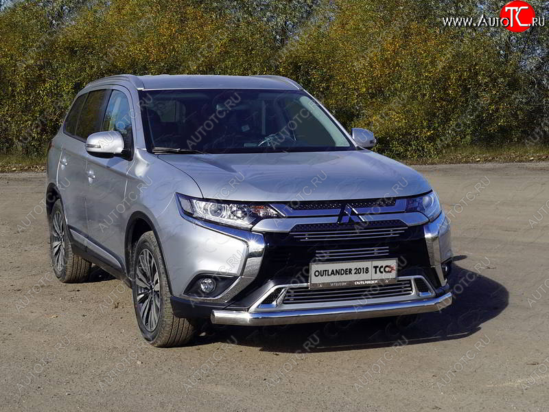 23 599 р. Защита переднего бампера нижняя овальная 75*42 мм ТСС Тюнинг Mitsubishi Outlander GF 3-ий рестайлинг (2018-2022) (нержавейка)  с доставкой в г. Москва