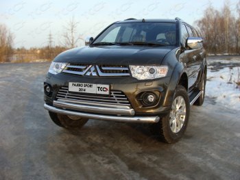 Защита передняя нижняя двойная 76,1*75 мм ТСС Тюнинг Mitsubishi (Митсубиси) Pajero Sport (Паджеро)  PB (2013-2017) PB рестайлинг  (нержавейка)