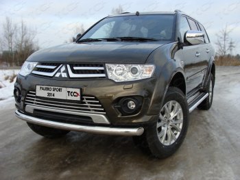 Защита переднего бампера нижняя 76,1 мм ТСС Тюнинг Mitsubishi Pajero Sport PB рестайлинг (2013-2017)  (нержавейка)