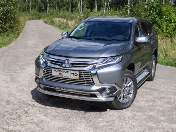 Защита переднего бампера нижняя d76,1 мм ТСС Тюнинг Mitsubishi Pajero Sport QE дорестайлинг (2015-2021)  (нержавейка)