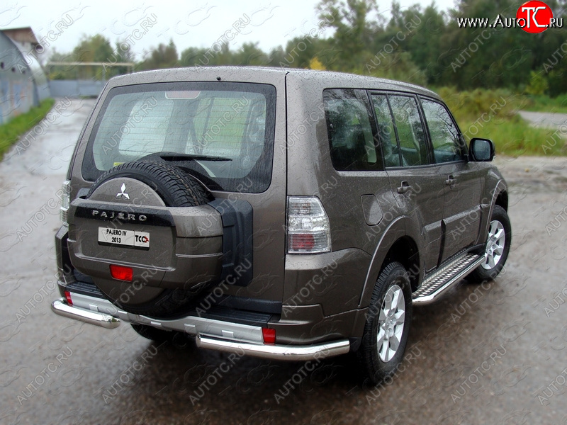 22 999 р. Защита задняя (уголки, нержавейка 76,1 мм) ТСС Тюнинг  Mitsubishi Pajero  4 V80 (2011-2014) 3 дв. 1-ый рестайлинг  с доставкой в г. Москва