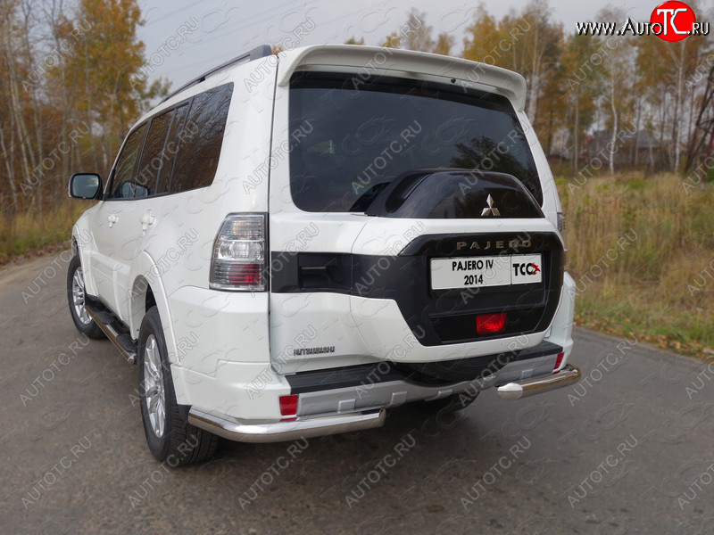 22 999 р. Защита задняя (уголки, нержавейка 76,1 мм) ТСС Тюнинг  Mitsubishi Pajero  4 V90 (2014-2020) 2-ой рестайлинг  с доставкой в г. Москва