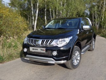 Защита переднего бампера нижняя овальная 75*42 мм ТСС Тюнинг Mitsubishi L200 5 KK,KL дорестайлинг (2015-2019) ()