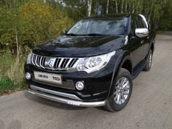 Защита переднего бампера нижняя с ДХО 76,1 мм ТСС Тюнинг Mitsubishi L200 5 KK,KL дорестайлинг (2015-2019) ()