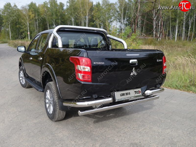 27 999 р. Защита задняя (уголки, нержавейка 76,1 мм) ТСС Тюнинг  Mitsubishi Pajero Sport  PB (2013-2017) рестайлинг  с доставкой в г. Москва