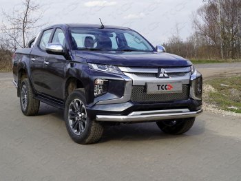 22 999 р. Защита переднего бампера нижняя овальная75*42 мм ТСС Тюнинг  Mitsubishi L200  5 KK,KL (2018-2022) рестайлинг (нержавейка)  с доставкой в г. Москва. Увеличить фотографию 1