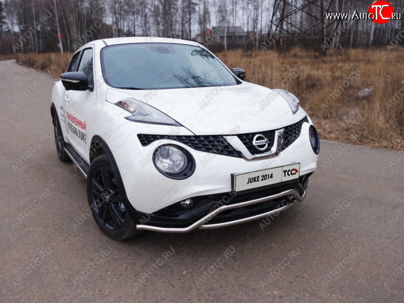 14 999 р. Защита переднего бампера кенгурин 42,4 мм ТСС Тюнинг  Nissan Juke  1 YF15 (2014-2020) рестайлинг (нержавейка)  с доставкой в г. Москва